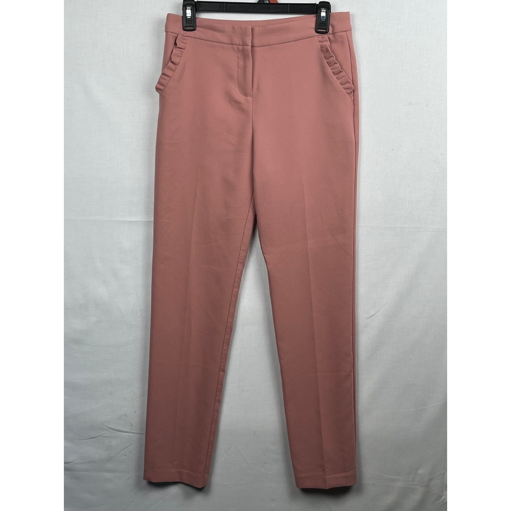 Charlotte Russe Dress Pants Womens Small Ruffle Pocket Slim Leg Pink 910295-DK36